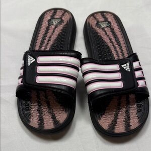 Adidas Black and Pink Massage Slides women’s size 8 pink white black super comfy